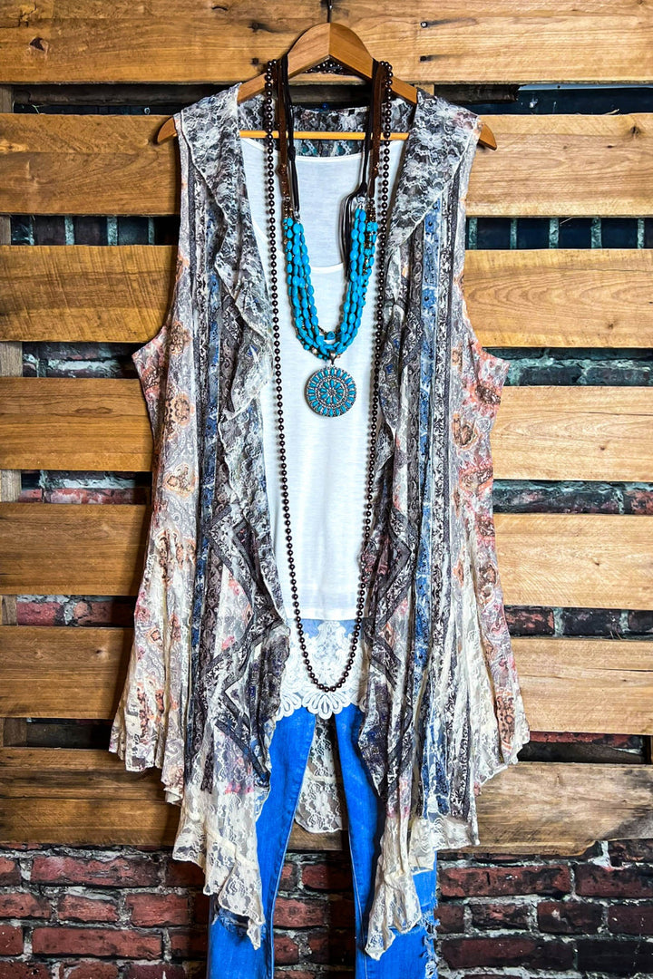 BE THE INSPIRATION LACE VEST IN MULTI-COLOR