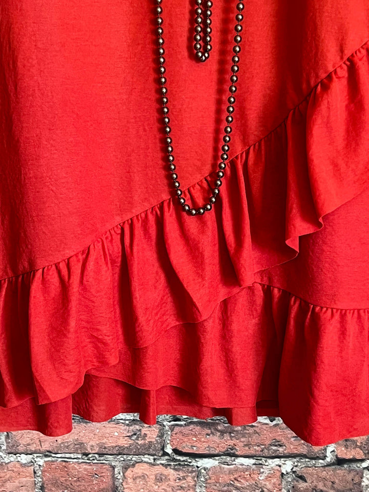 AROUND TOWN PRETTY DESIGNE DRESS IN RUST