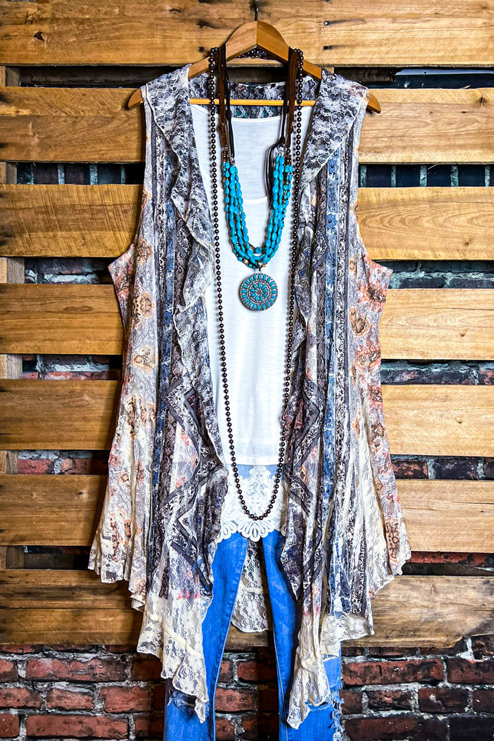 BE THE INSPIRATION LACE VEST IN MULTI-COLOR