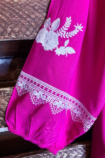 GRACEFUL MOVEMENTS PINK EMBROIDERED TOP