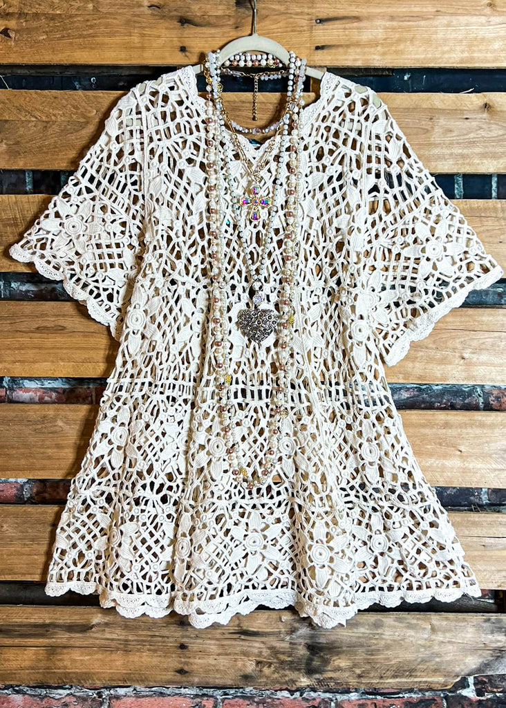 Oh My Darling 100% Cotton Crochet Tunic in Natural Beige