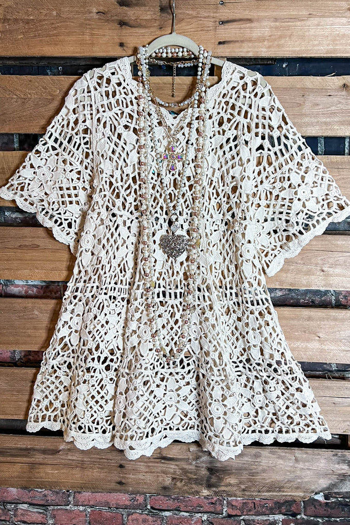 Oh My Darling 100% Cotton Crochet Tunic in Natural Beige