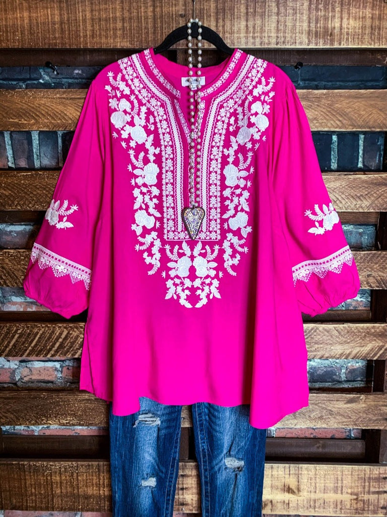 GRACEFUL MOVEMENTS PINK EMBROIDERED TOP