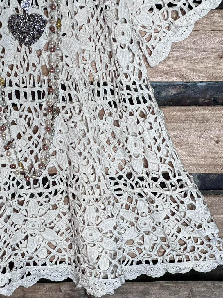 Oh My Darling 100% Cotton Crochet Tunic in Natural Beige