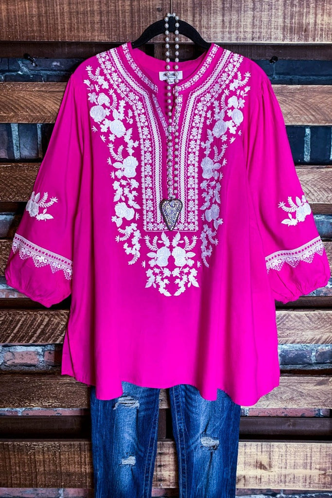 GRACEFUL MOVEMENTS PINK EMBROIDERED TOP