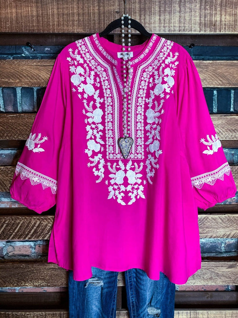 GRACEFUL MOVEMENTS PINK EMBROIDERED TOP