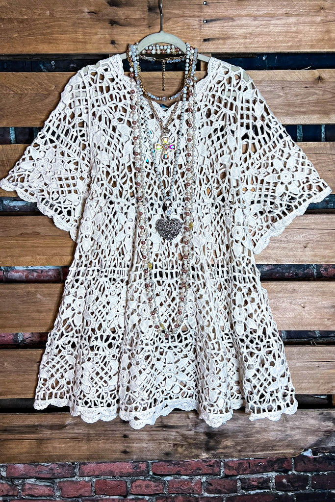 Oh My Darling 100% Cotton Crochet Tunic in Natural Beige