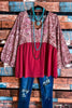 12-24 Size - Feeling Your Very Best Top in Rust & Multi --------Sale