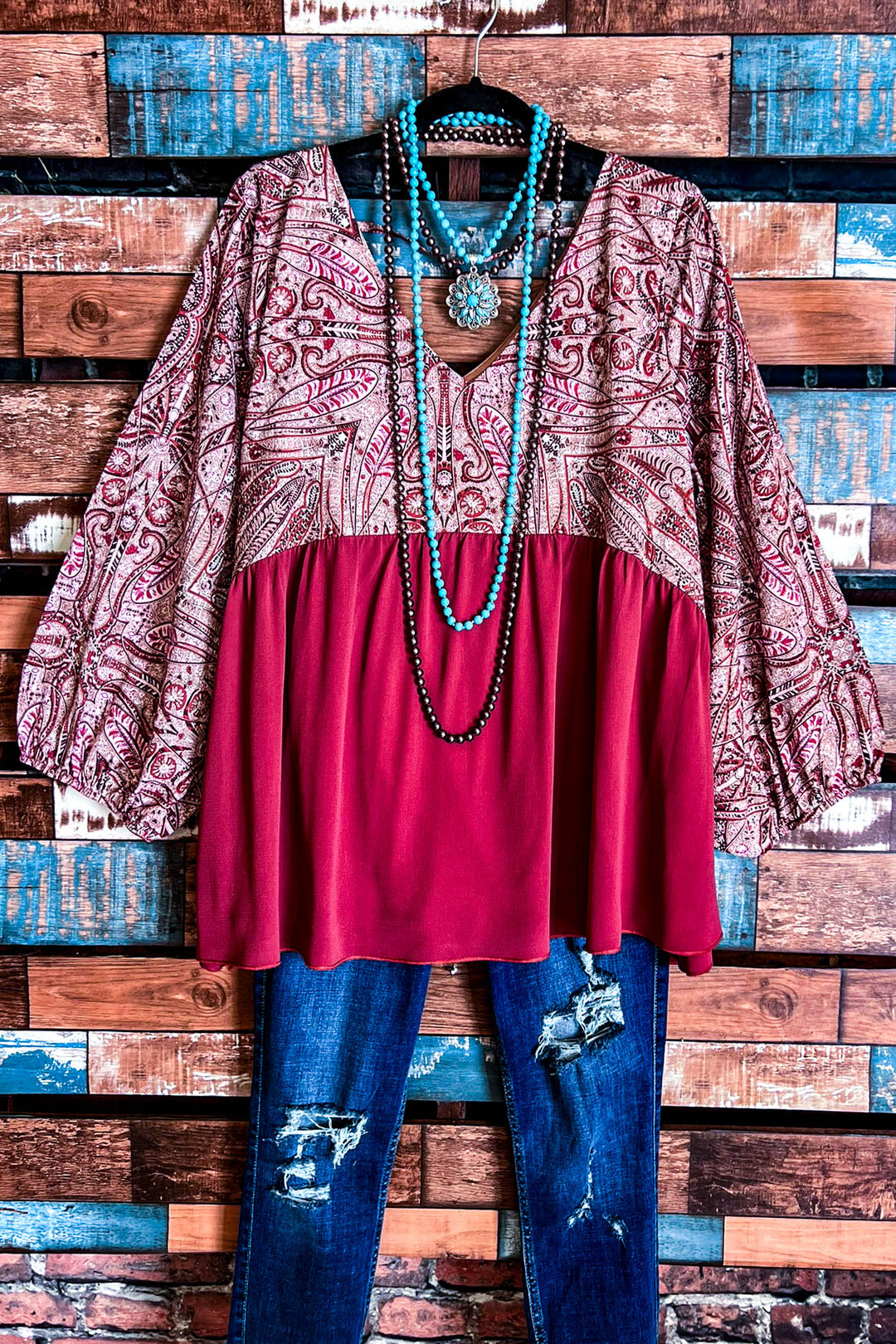 12-24 Size -Top in Rust & Multi --------Sale