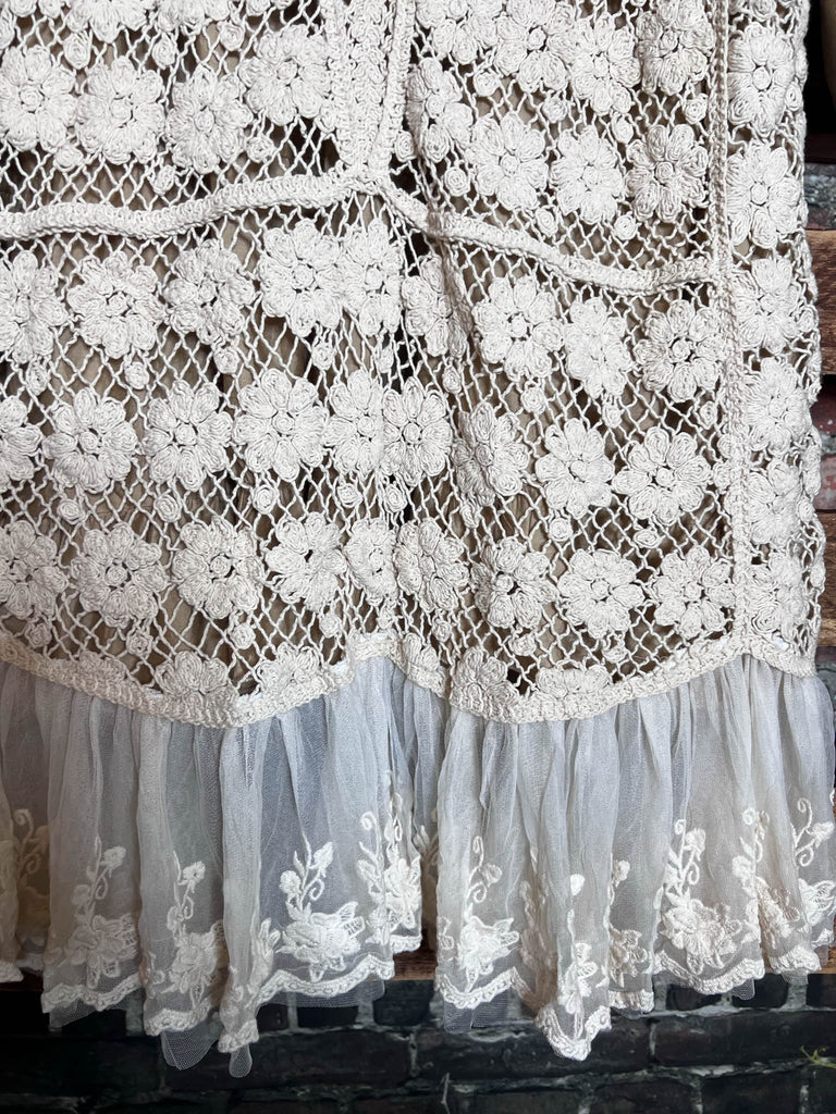 ALWAYS MY SWEETEST LOVE LACE AND CROCHET VEST IN BEIGE