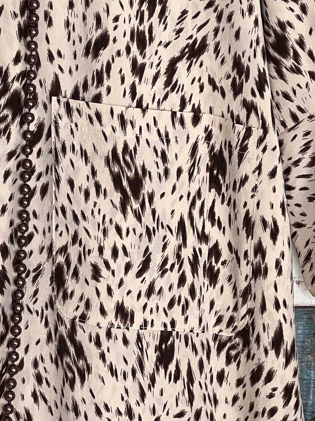 ANIMAL PRINT TUNIC POCKETS IN BEIGE & BROWN