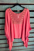 PASSIONATE HEART PEASANT PONCHO TUNIC IN CORAL