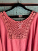 PASSIONATE HEART PEASANT PONCHO TUNIC IN CORAL