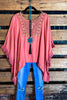 PASSIONATE HEART PEASANT PONCHO TUNIC IN CORAL