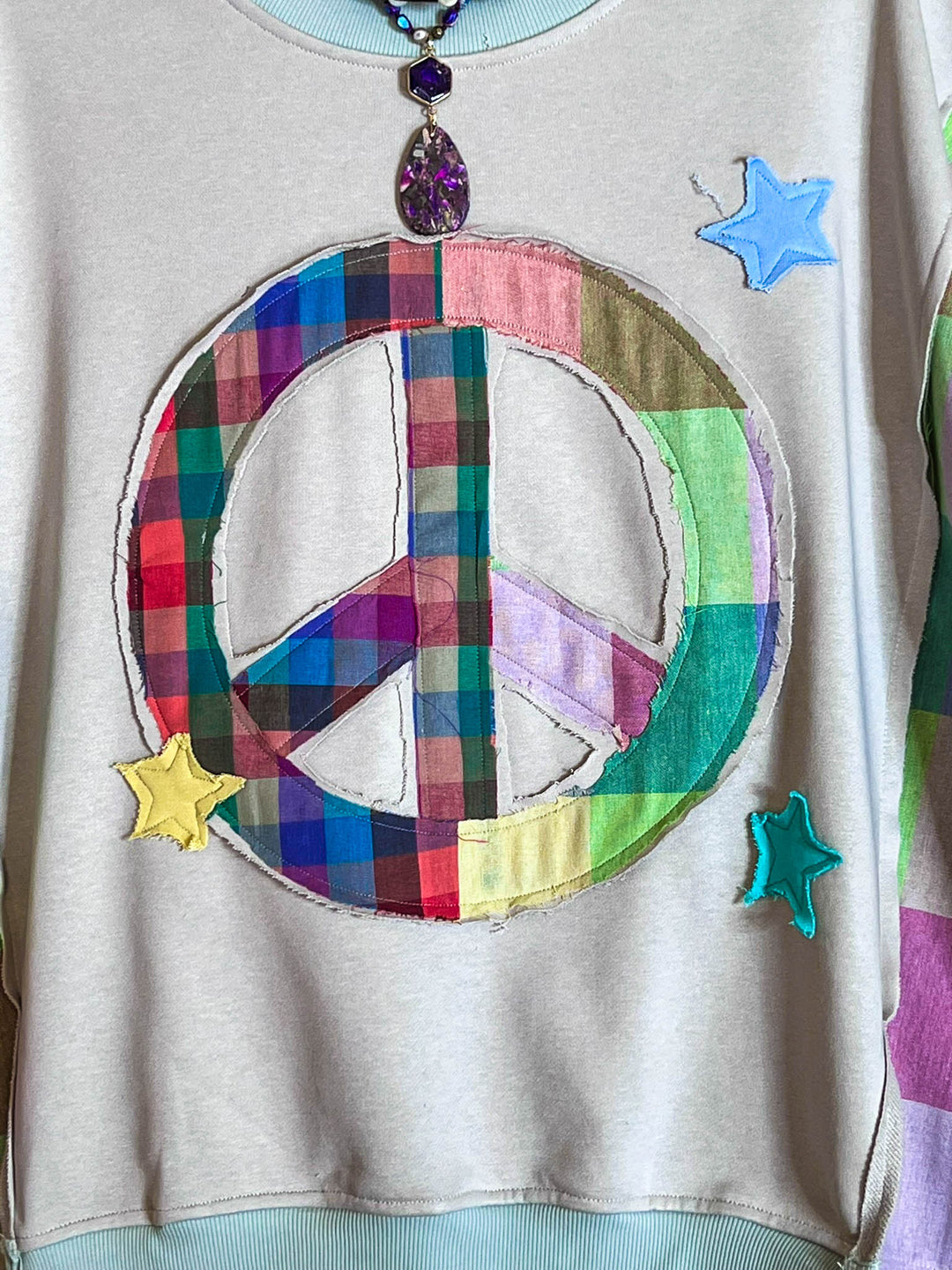 Free Spirit Comfy Soft Sweatshirt Peace & Love In Mint & Multi-Color