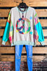 Free Spirit Comfy Soft Sweatshirt Peace & Love In Mint & Multi-Color