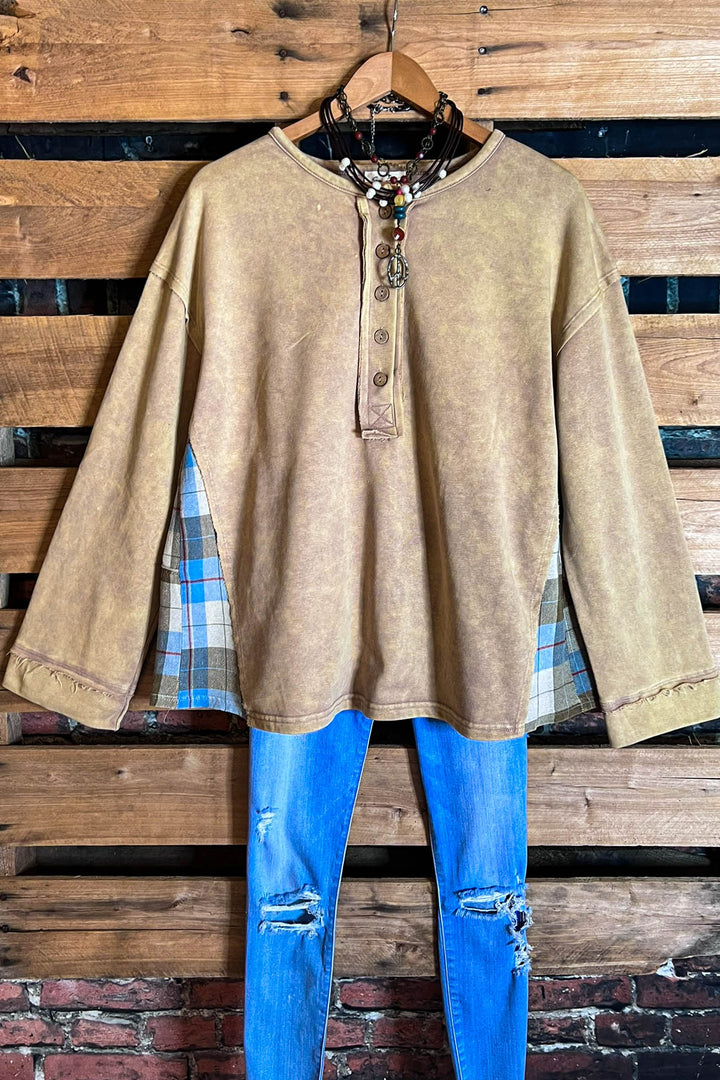 Easy Comfort 100% Cotton Sweatshirt In Taupe Natural