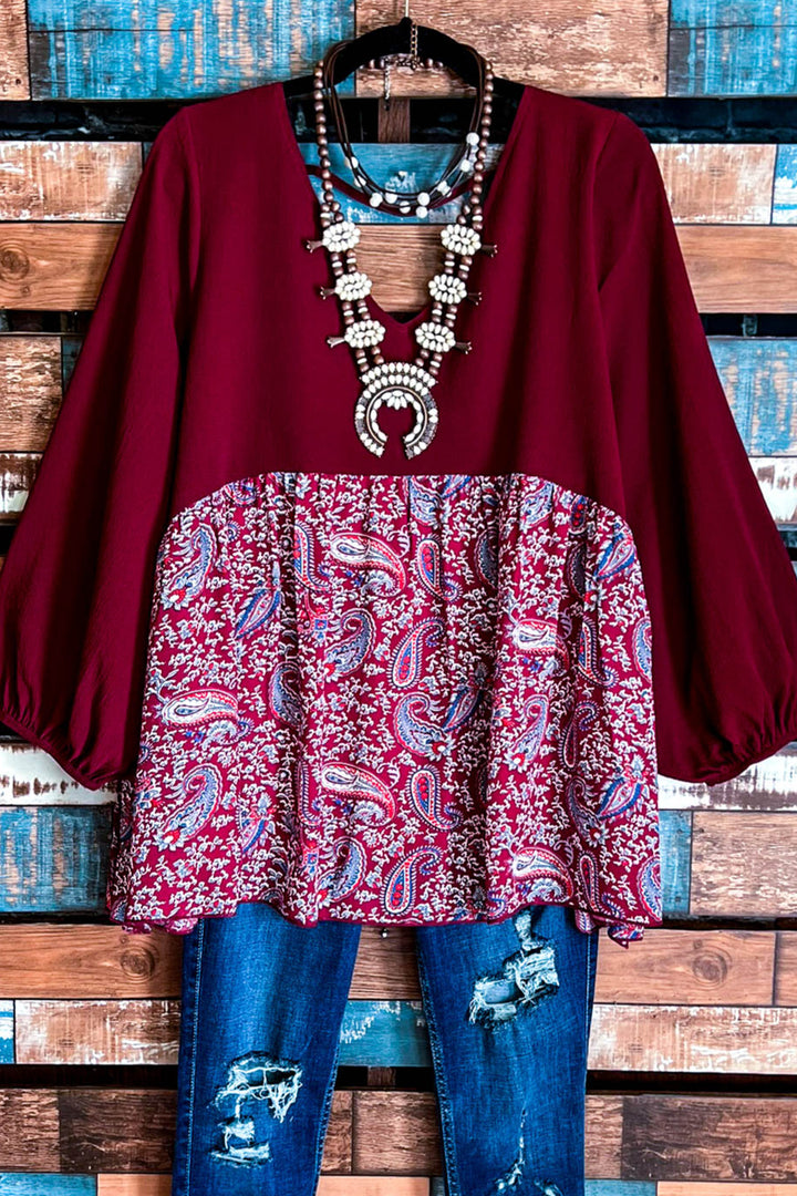 2X Size - Top in Crimson & Multi----------Sale