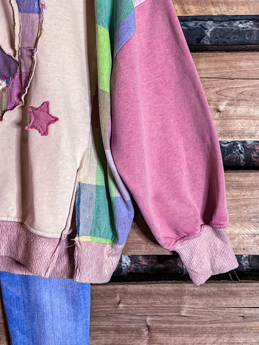 Free Spirit Comfy Soft Sweatshirt Peace & Love In Pink & Multi-Color