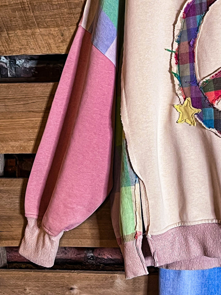 Free Spirit Comfy Soft Sweatshirt Peace & Love In Pink & Multi-Color