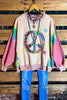 Free Spirit Comfy Soft Sweatshirt Peace & Love In Pink & Multi-Color
