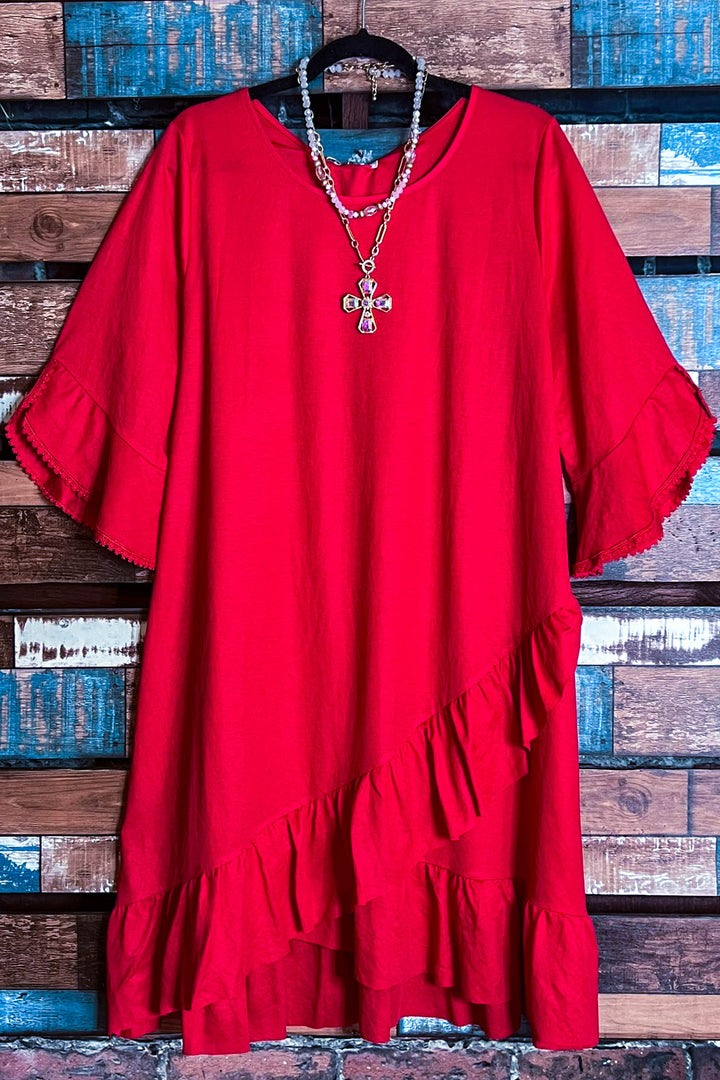 10-12 SIZE - AROUND TOWN PRETTY DESIGNE RED DRESS-------SALE