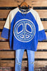 PEACE & LOVE SOUL 100% COTTON T-SWEATSHIRT IN BLUE