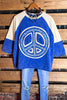 PEACE & LOVE SOUL 100% COTTON T-SWEATSHIRT IN BLUE