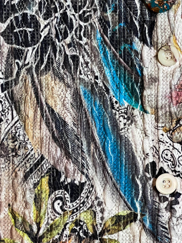 WONDER PARADISE LACE JACKET IN FLORAL & FEATHER PRINT