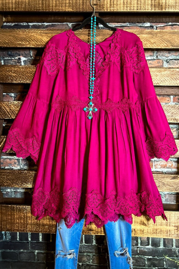 Like a Love Song Vintage-Inspired Top in Maroon Wine