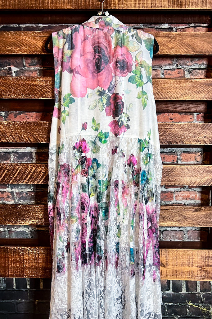BEAUTIFUL KIND OF DAY FLORAL LACE LONG VEST