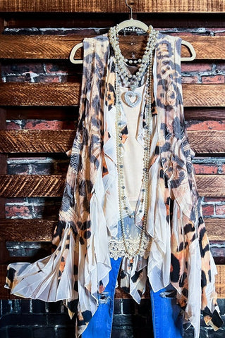 Enchanting Love Leopard Print Lace Duster Kimono