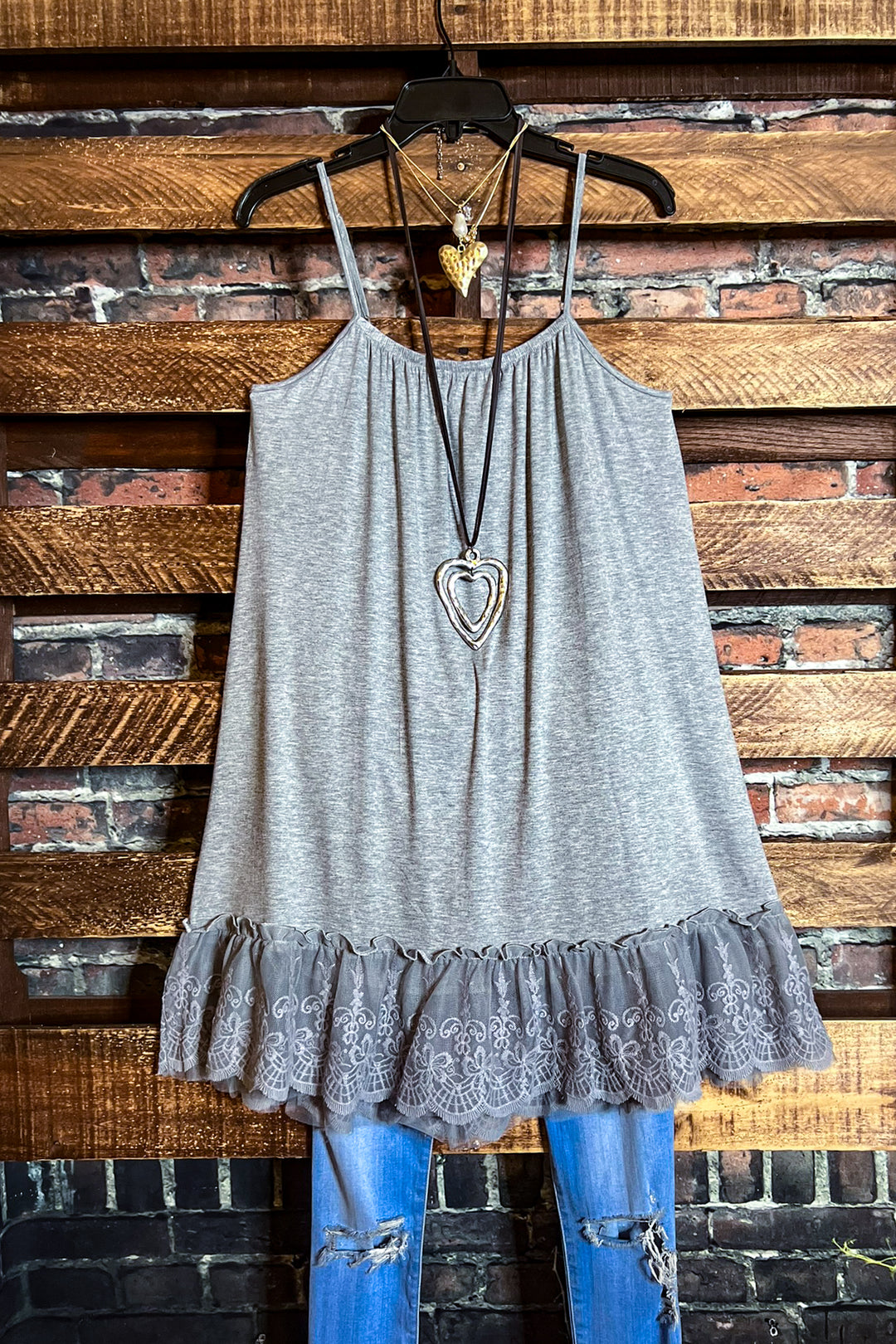 SO THIS IS LOVE LACE SLIP DRESS EXTENDER IN GRAY