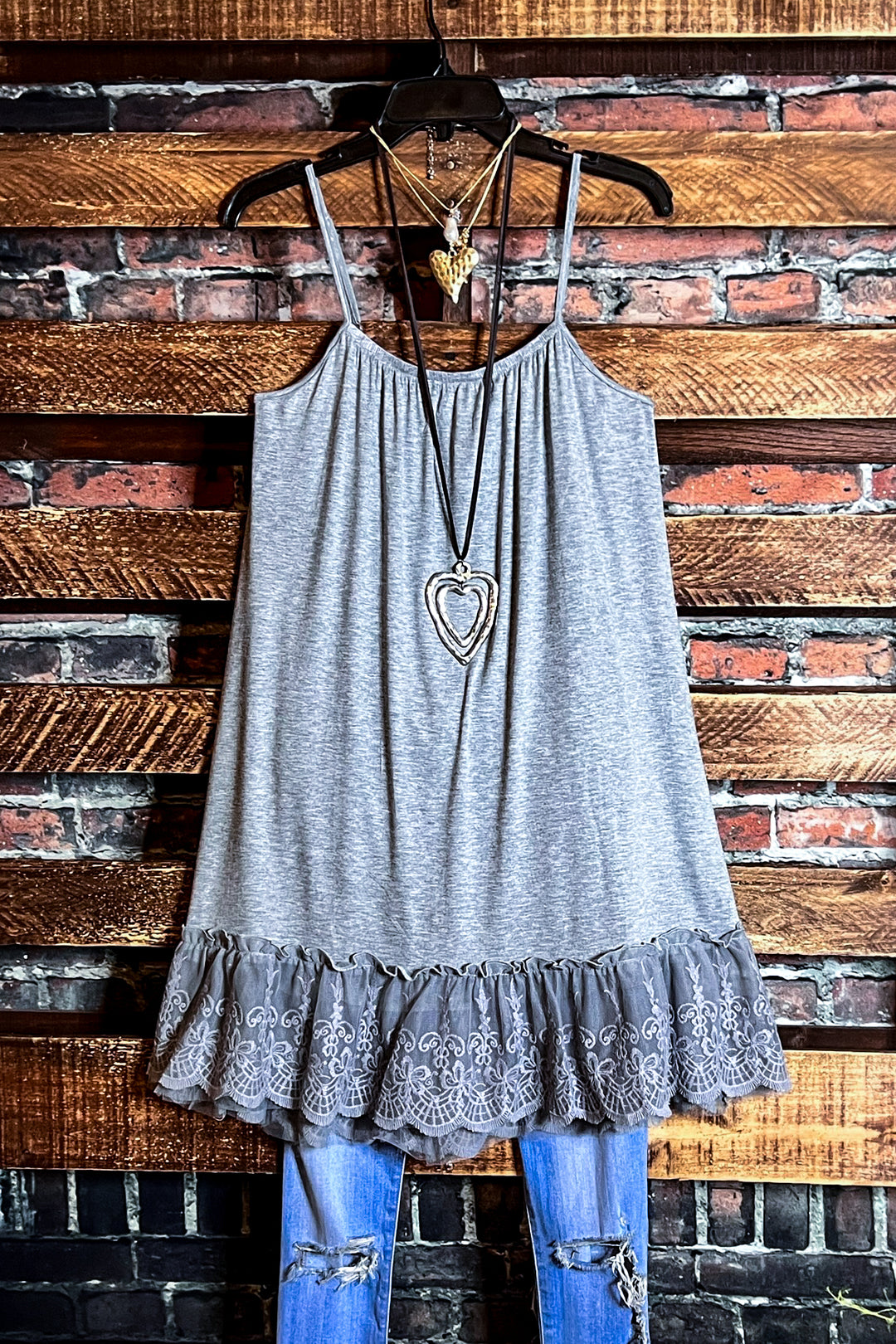 SO THIS IS LOVE LACE SLIP DRESS EXTENDER IN GRAY