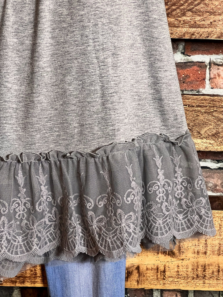 SO THIS IS LOVE LACE SLIP DRESS EXTENDER IN GRAY