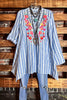 RIVER SIDE BEAUTY 100% COTTON EMBROIDERED TUNIC IN BLUE