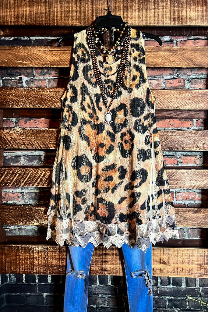 BORN TO BE WILD & FAB LACE LAYERING DRESS IN LEOPARD PRINT