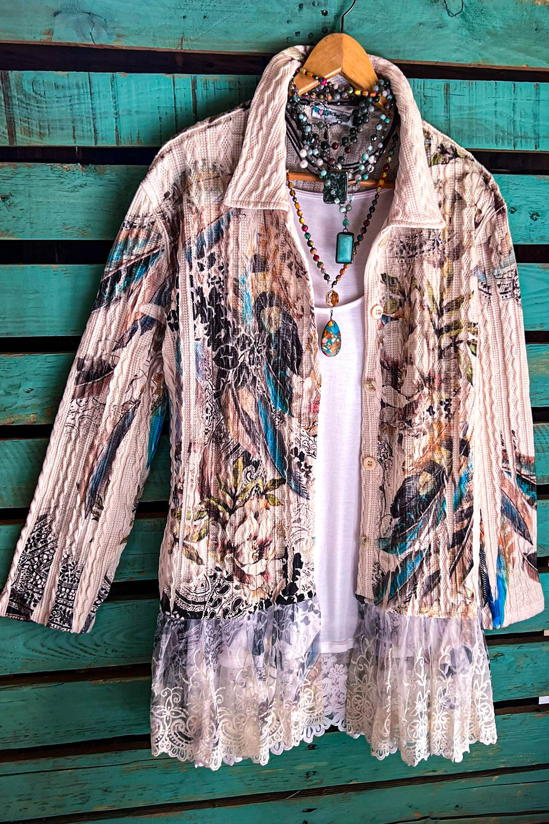 FEATHER WONDER PARADISE LACE JACKET IN MULTI-COLOR