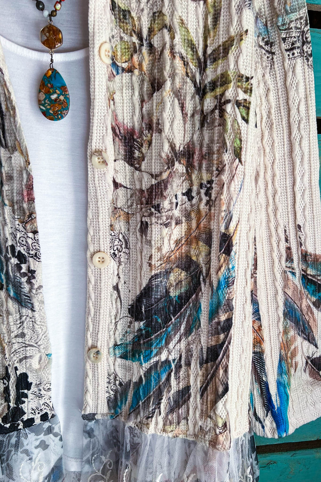 FEATHER WONDER PARADISE LACE JACKET IN MULTI-COLOR