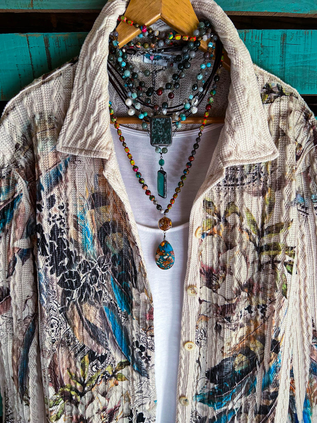 FEATHER WONDER PARADISE LACE JACKET IN MULTI-COLOR