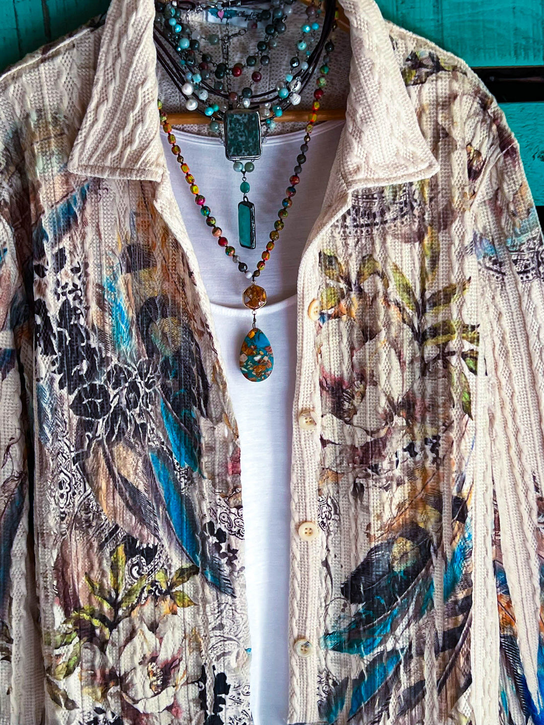 FEATHER WONDER PARADISE LACE JACKET IN MULTI-COLOR