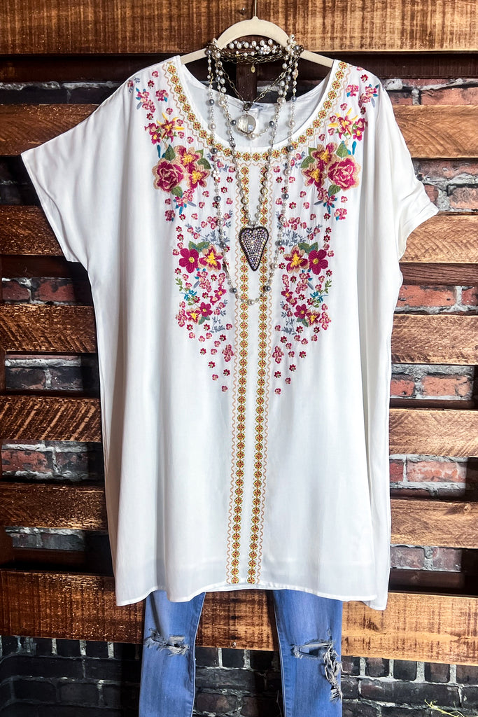 MAYBE IT WAS MAGIC EMBROIDERED TUNIC IN IVORY