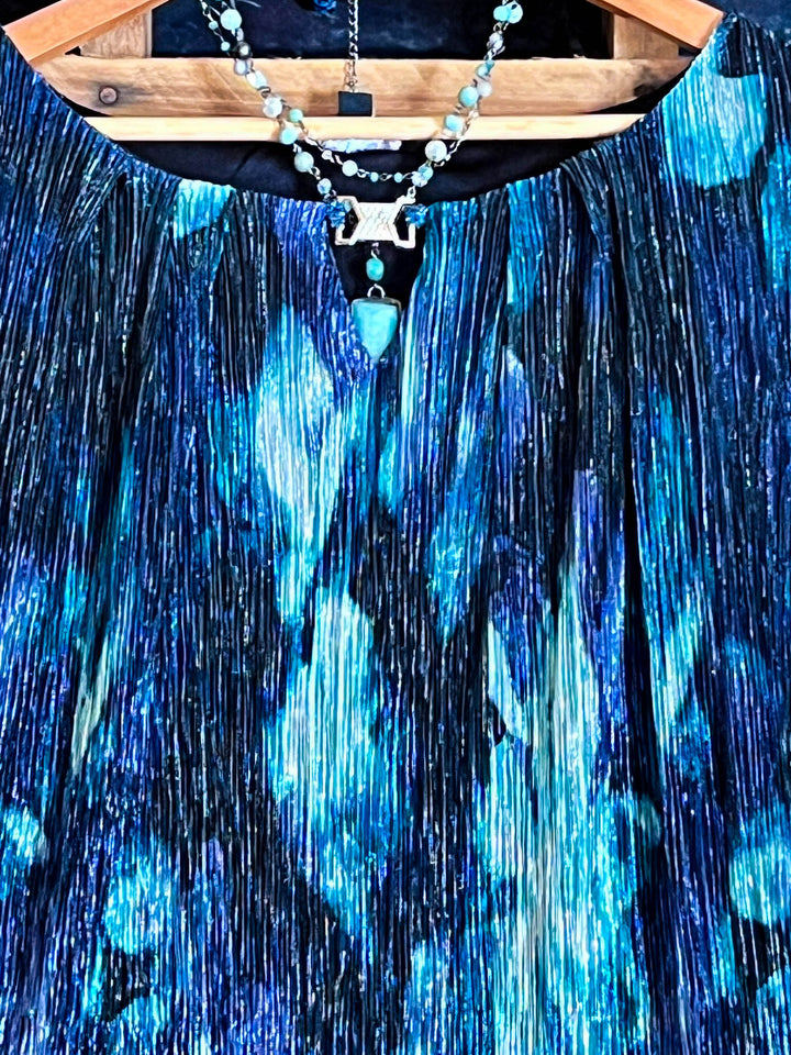 CELEBRATE YOURSELF BLOUSE IN BLUE & GREEN