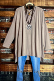 FOREVER PERFECTLY SIMPLE & OVERSIZED T-TUNIC IN ASH MOCHA