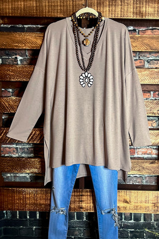 LOVE YOU IS EASY PAISLEY HACCI SOFT TUNIC IN BROWN & MULTI