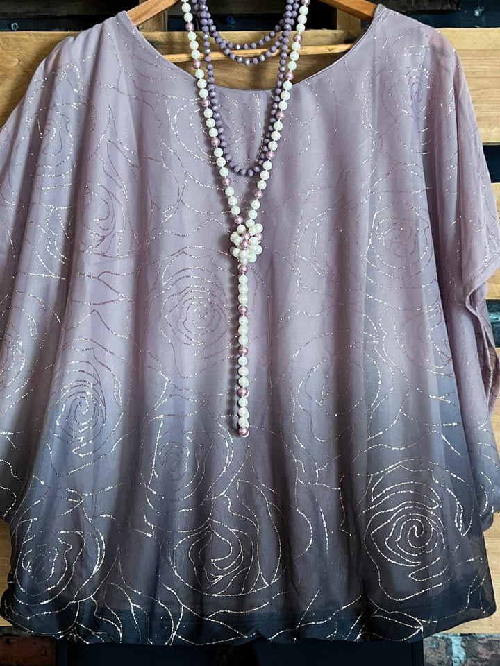 GLAMOROUS CELEBRATION  BLOUSE IN MAUVE TONES