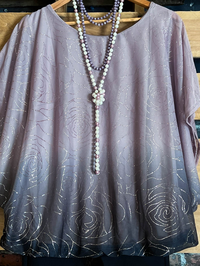 GLAMOROUS CELEBRATION  BLOUSE IN MAUVE TONES