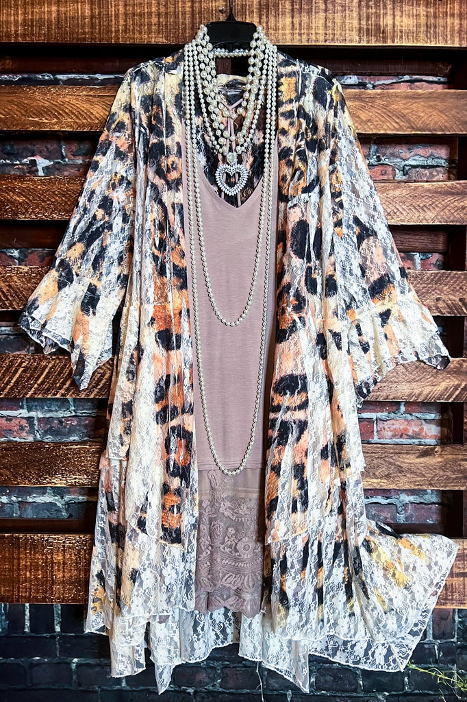 IRRESISTIBLE CHARM LACE CARDIGAN IN MULTI-COLOR & LEOPARD