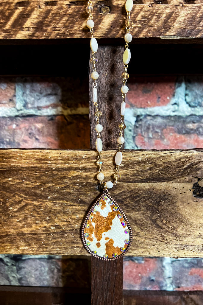 IRRESISTIBLE CHARM CRYSTAL BEADED ANIMAL PRINT NECKLACE