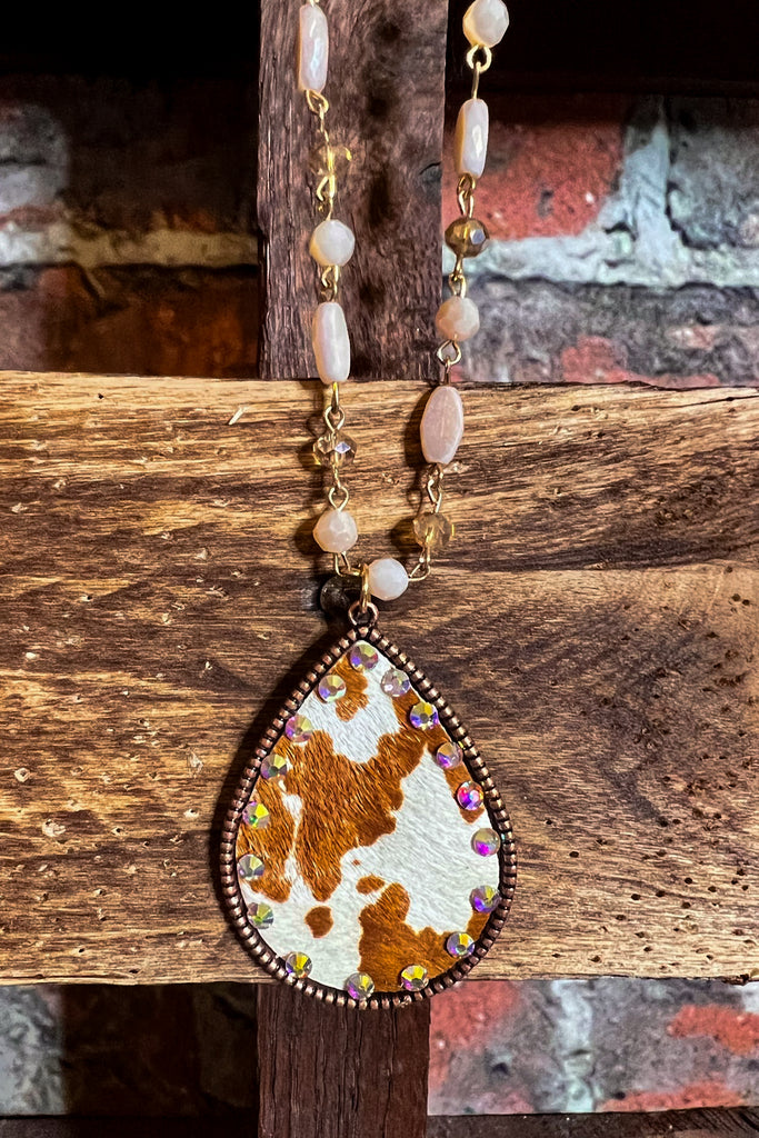 IRRESISTIBLE CHARM CRYSTAL BEADED ANIMAL PRINT NECKLACE